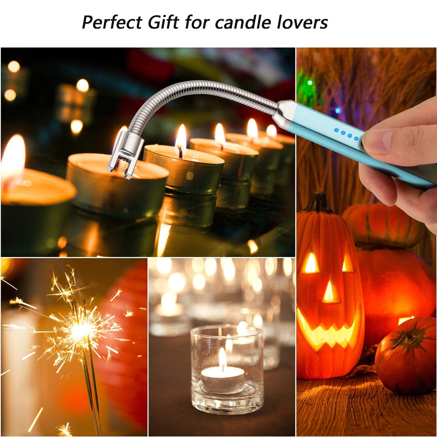 Electric Candle Lighter USB Arc Rechargeable Windproof Flameless Long Lighter, Birthday Gift for Women Men Mom Wife Sister Nana