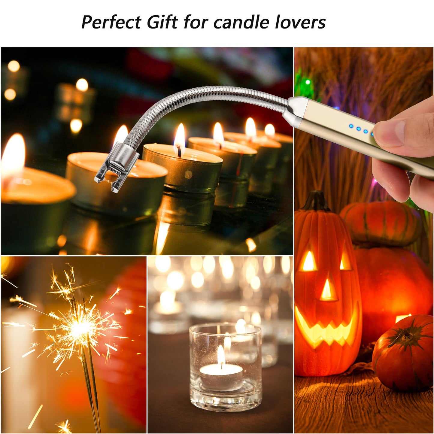 Electric Candle Lighter USB Arc Rechargeable Windproof Flameless Long Lighter, Birthday Gift for Women Men Mom Wife Sister Nana