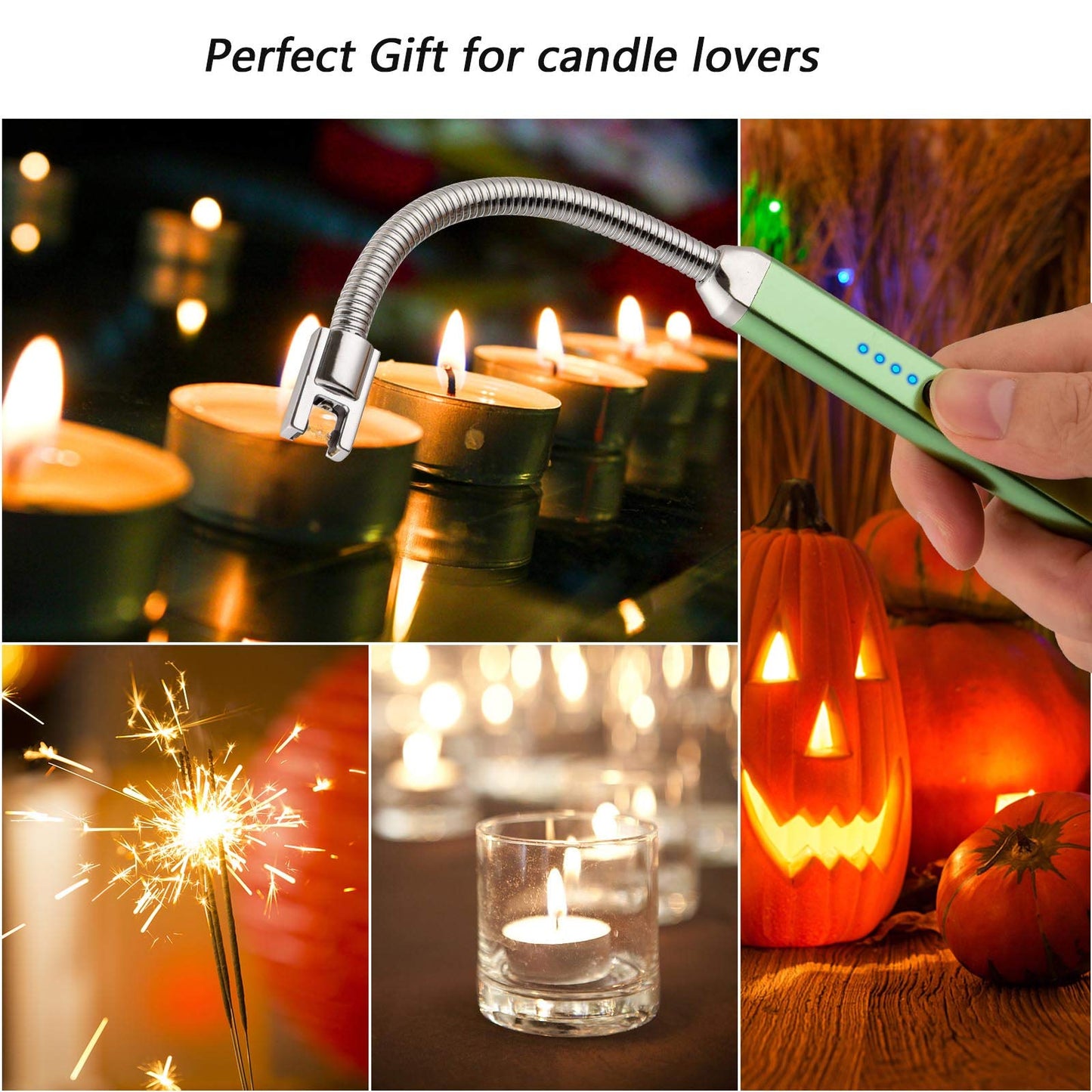 Electric Candle Lighter USB Arc Rechargeable Windproof Flameless Long Lighter, Birthday Gift for Women Men Mom Wife Sister Nana